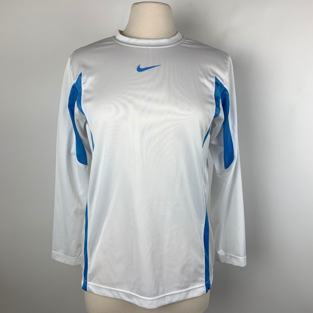 NIKE L Long Sleeve Performance Top White/Blue